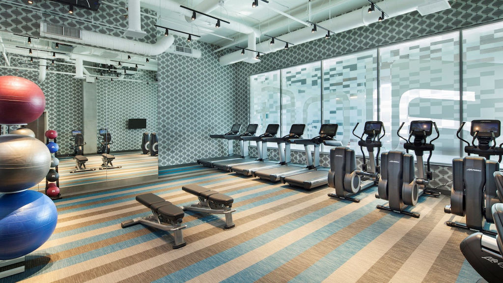 gym at aloft with workout machines