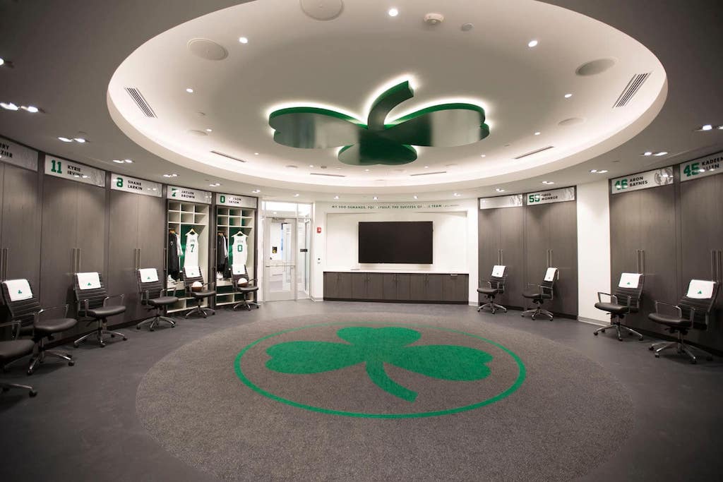 inside celtics locker room at auerbach center