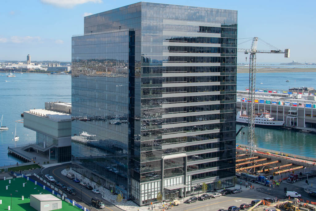 outside of Goodwin building in seaport boston