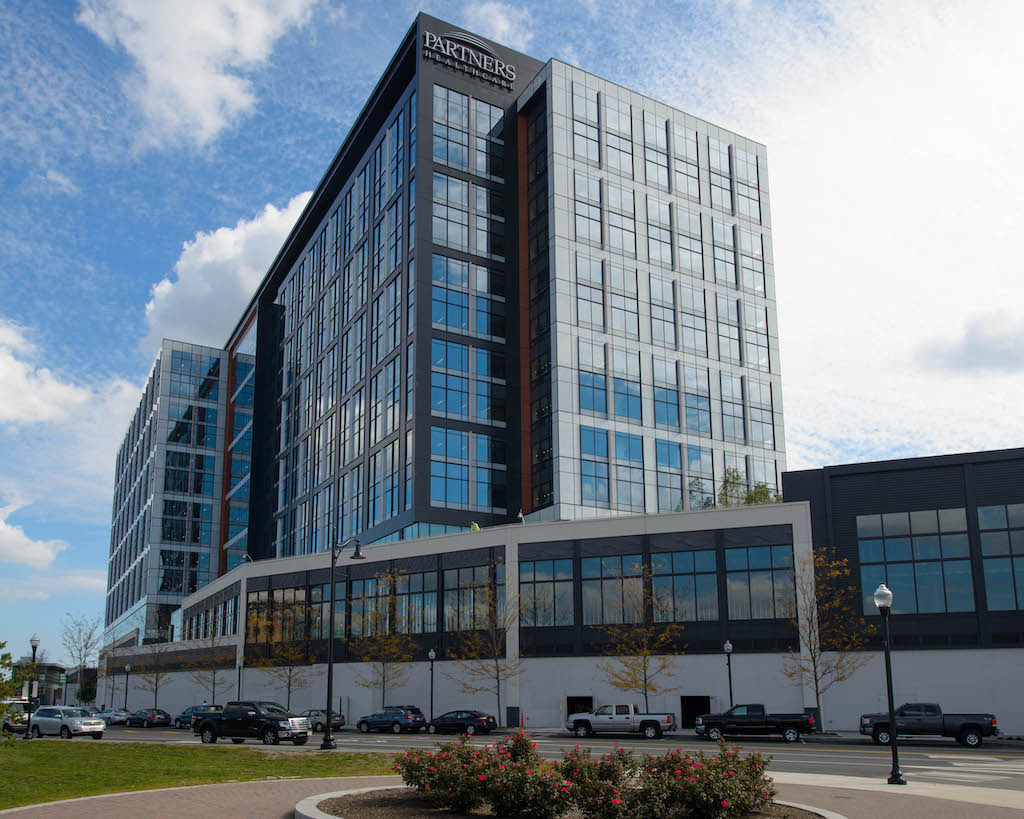 outside of Partners HealthCare at Assembly Row building