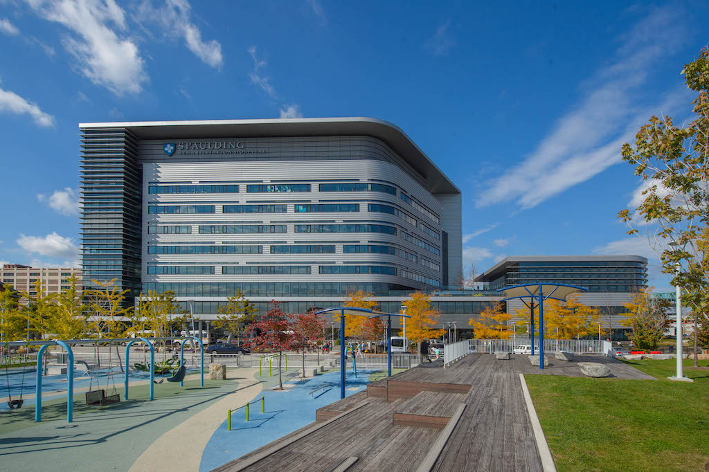 outside of Spaulding Rehabilitation Hospital at Charlestown Navy Yard building