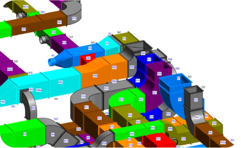 3d rendered design of ductwork