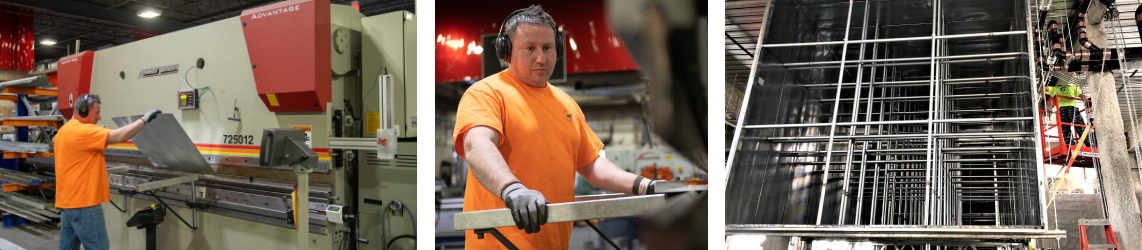 collage of fabrication photos