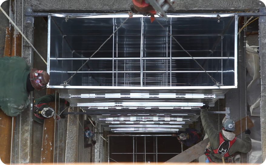 inside view of large ductwork 